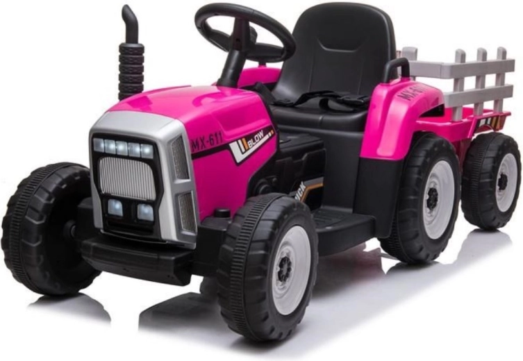 Elektrický traktor pre deti Baby Mix Erick s diaľkovým ovládačom – ružový
