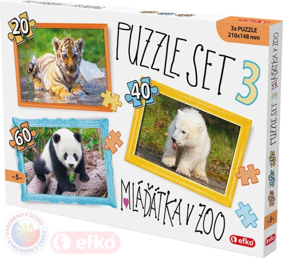 EFKO puzzle 3v1 mláďatká v zoo 21 × 15 cm