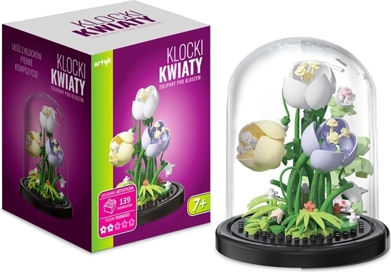 Stavebnica tulipány v dekoratívnom klobúku (139 dielikov)