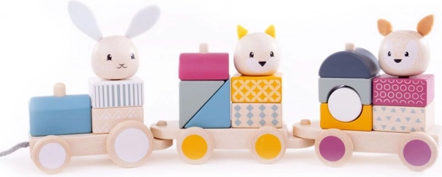 bigjigs baby drevený ťahací vláčik so zvieratkami z fsc dreva