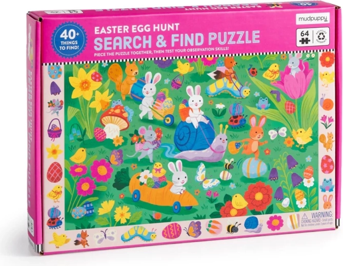 Mudpuppy puzzle Hľadaj a nájdi Veľkonočná naháňačka za vajíčkami 64 dielikov