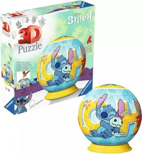 3D puzzle guľa DISNEY Stitch 72 dielikov na podstavci