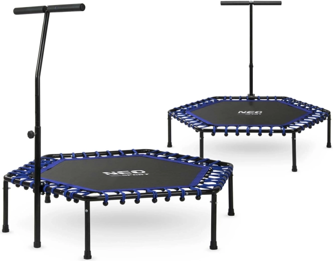 Fitness trampolína Neo-Sport s držadlom 127 cm šesťhranná modrá
