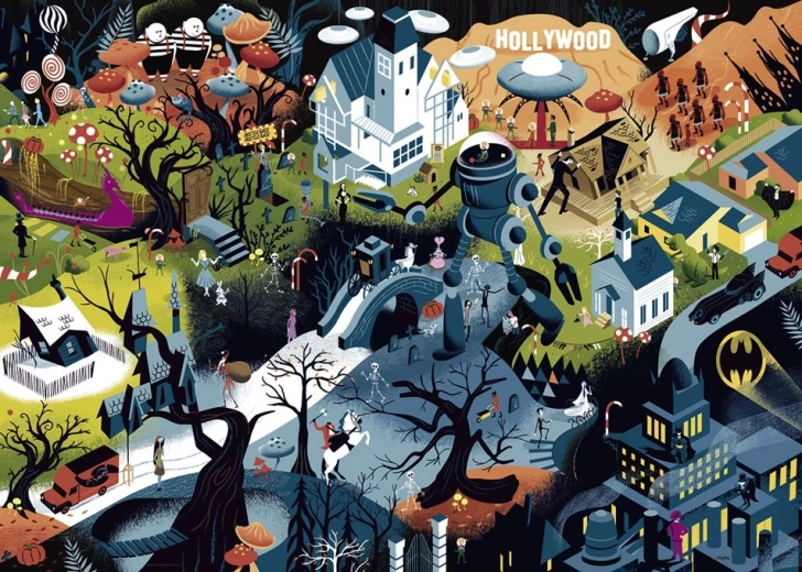 Puzzle HEYE Movie Masters: filmy Tima Burtona 1000 dielikov