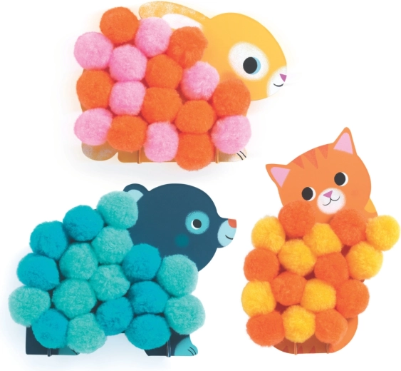 Hebká, hmatová koláž z bambuliek