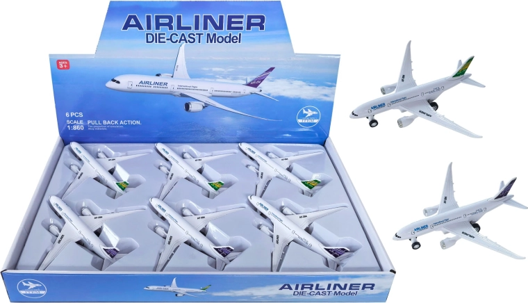 Kovový model lietadla Airliner so spätným naťahovaním 1:660