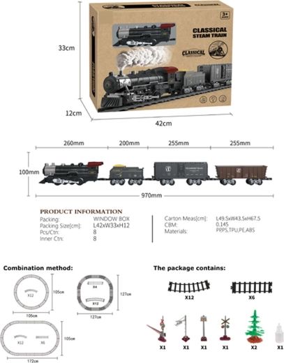 Retro vláčik so svetlami, zvukmi a dymom 172 cm