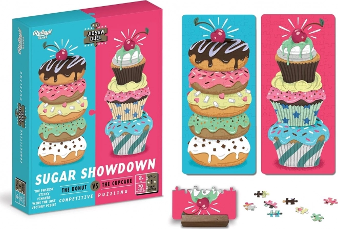 Puzzle Duel Sladké zúčtovanie: donut vs cupcake 2×70 dielikov