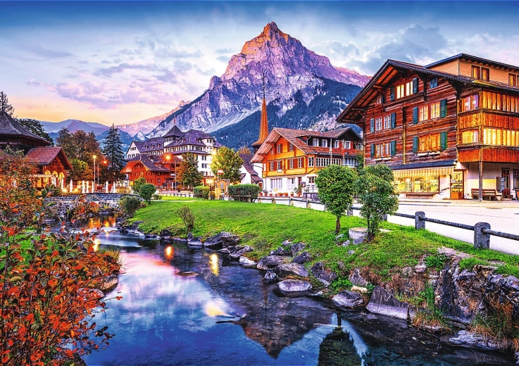 Puzzle 1000 dielikov – alpské mesto vo Švajčiarsku PHOTO ODYSSEY TREFL
