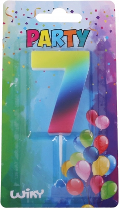 Párty sviečka číslo 7 dúhová