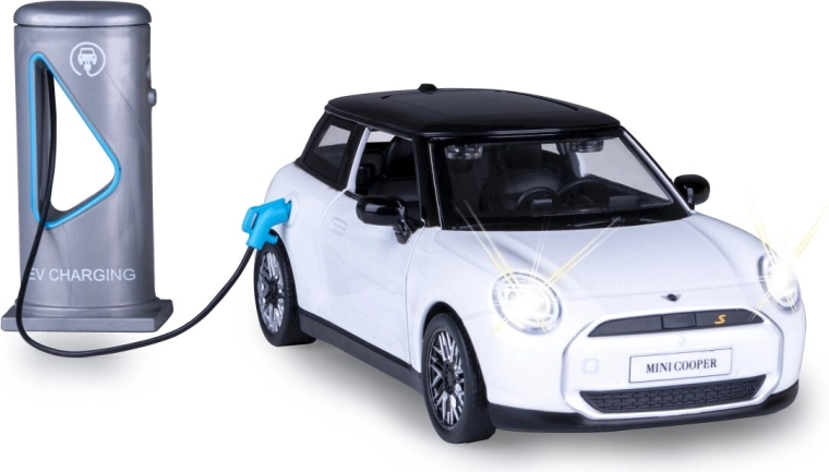 Kovový model MINI Cooper 1:28 biely so svetlami a zvukmi