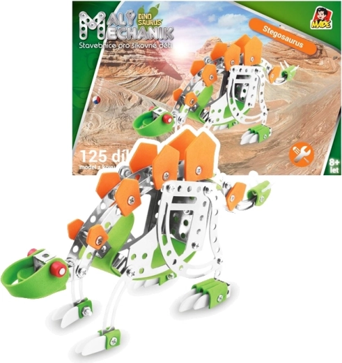 Malý mechanik – dinosaurus Stegosaurus, stavebnica 125 dielikov