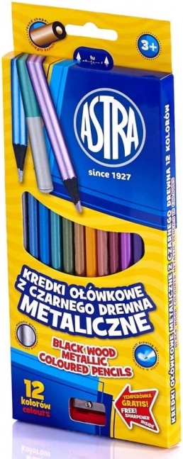 Astra metalické pastelky 12 ks s strúhadlom