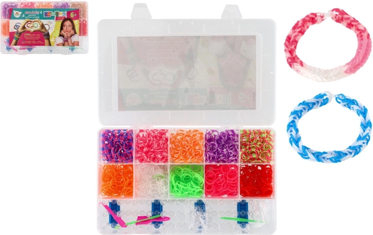 Kreatívna súprava Loom Bands na výrobu náramkov, 2 400 dielikov