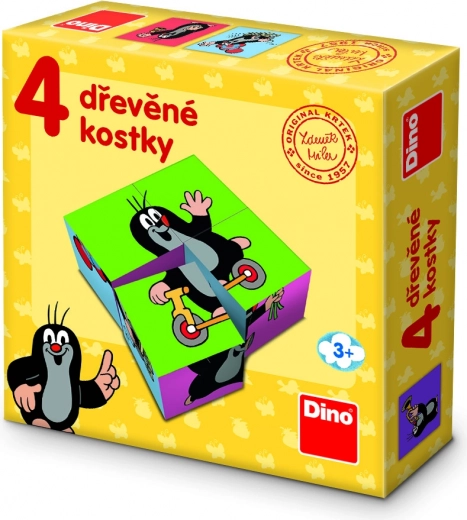 Drevené obrázkové kocky KRTKO – 4 kocky