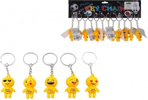 Prívesok na kľúče smajlík, kov/plast, 9 cm