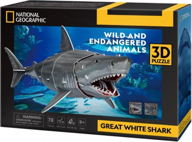 3D puzzle veľký biely žralok – 78 dielikov