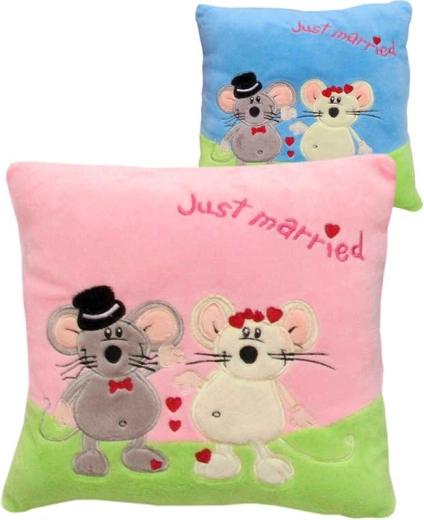 Plyšový vankúšik myšky Love just married 25 × 25 cm - 1 kus