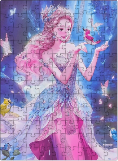 Puzzle Ružová princezná s trblietkami, 100 dielikov