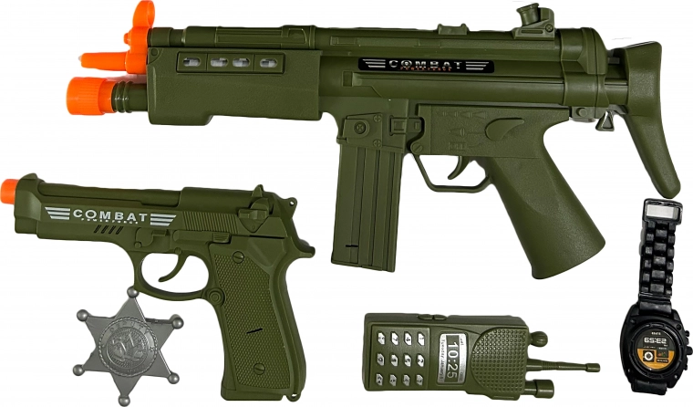 Vojenský set so samopalom so svetelnými a zvukovými efektmi