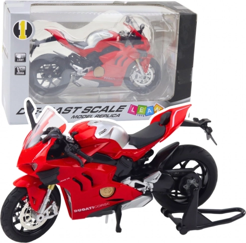 Kovový športový motocykel 1:12 so svetlami a zvukmi – červený