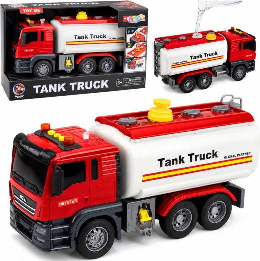 Hračka cisterna Tank Truck s vodným systémom, svetlá a zvuky – červená