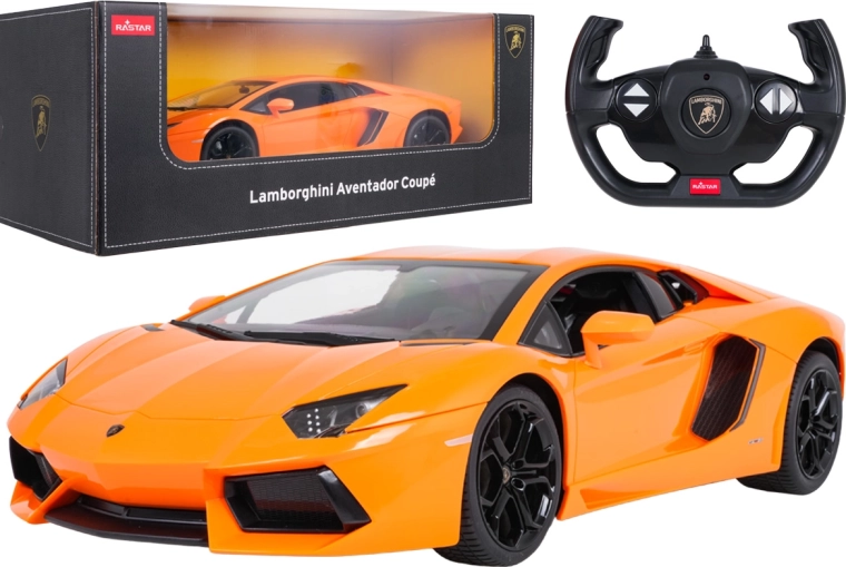 Diaľkovo ovládané auto Lamborghini Aventador RASTAR v mierke 1:10 oranžové