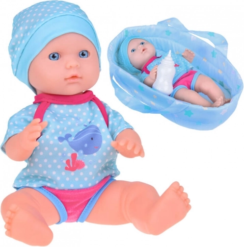 Bábika v nosiči YaYa Baby pije a ciká
