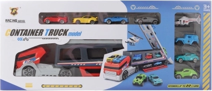 vyklápací kamión s autíčkami a helikoptérou