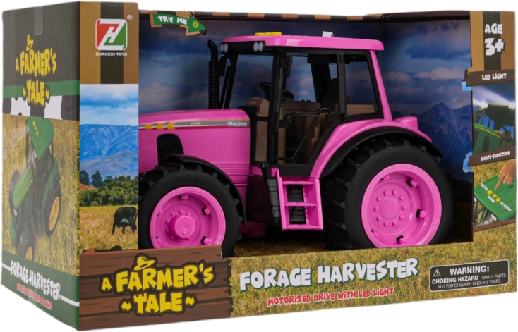 Ružový traktor s funkciou svetiel a zvukov