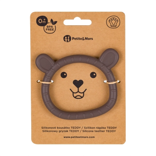Silikónové hryzadlo Teddy Bitter Cocoa 0m+ PETITE&MARS