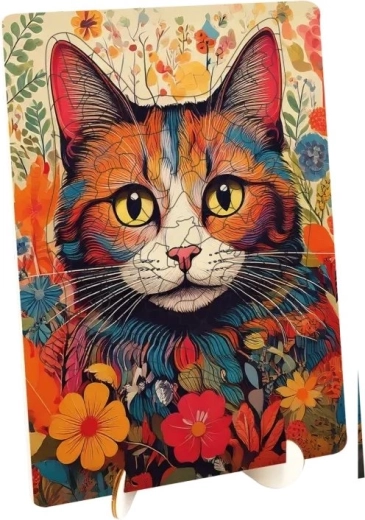 Moxy obrysové drevené puzzle Mačka 125 dielikov