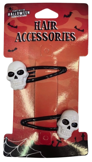 Halloweenové vlasové sponky s motívom lebky - 2 ks