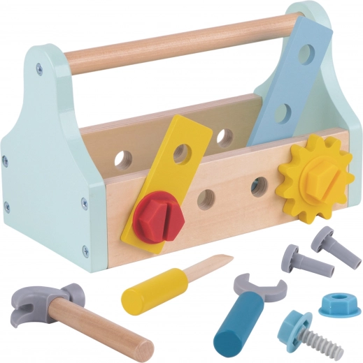 TOOKY TOY drevená debnička s náradím, 18 dielov