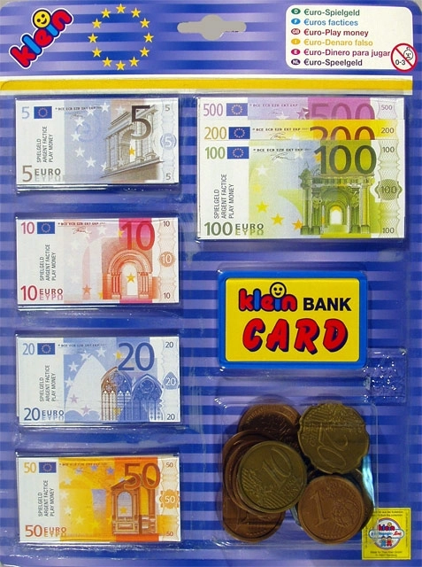 Papierové bankovky a plastové mince Euro pre deti