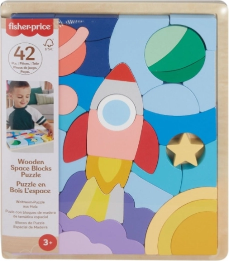 Drevené puzzle Fisher-Price vesmír 42 dielikov