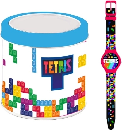 Detské hodinky Tetris v plechovej dóze