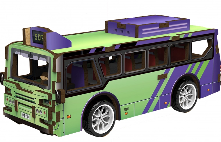 3D drevené puzzle Autobus