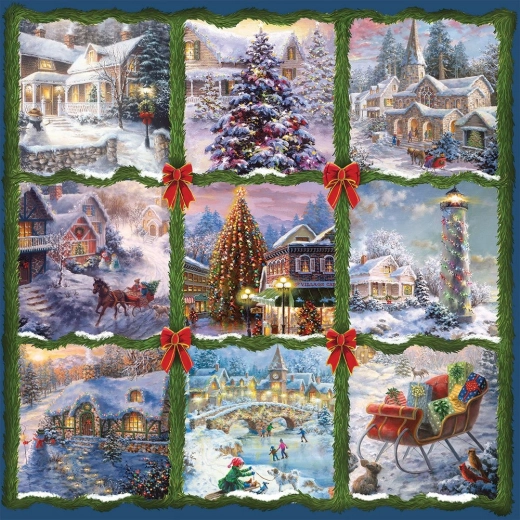 Štvorcové puzzle Vianočný deväťštvorec 1000 dielikov