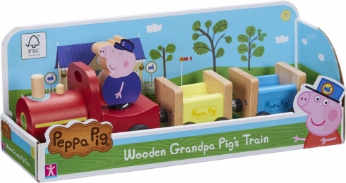 Drevený vláčik Peppa Pig s dedkom Prasiatkom
