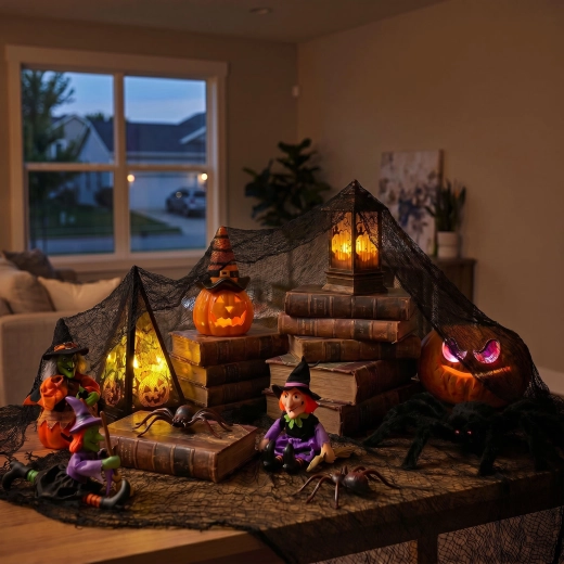 Halloweenska závesná dekorácia z čiernej textílie