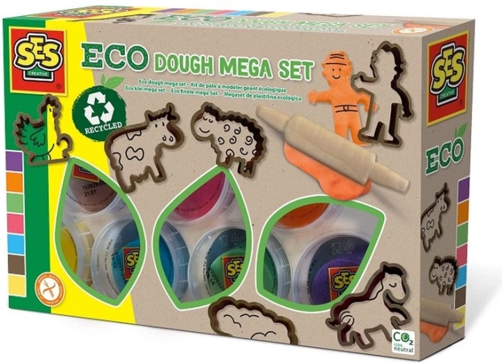 SES Creative eko plastelína – mega sada 7 farieb s formičkami