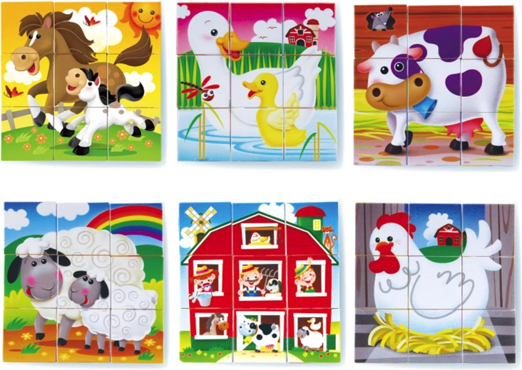 Skladacie obrázkové kocky – farma