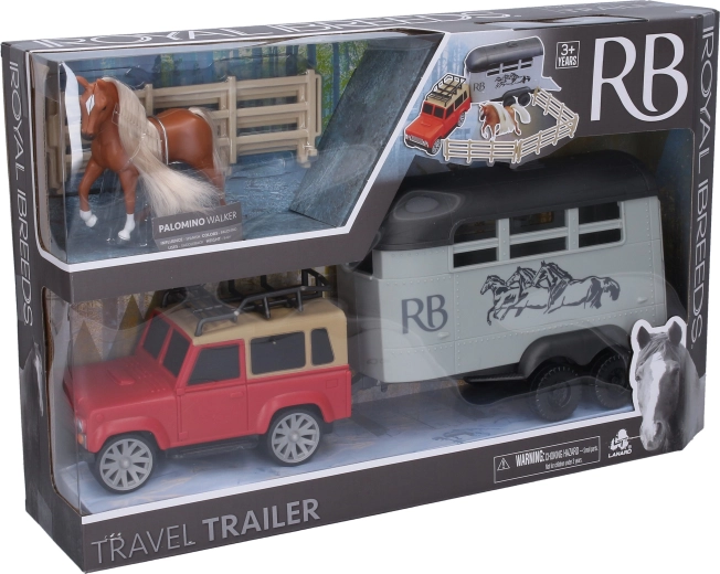 Royal Breeds kôň s autom, prívesom a ohrádkou