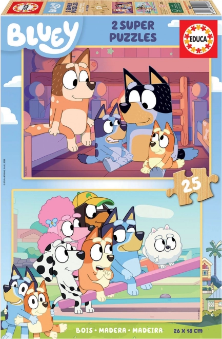 EDUCA Drevené puzzle Bluey 2x25 dielikov