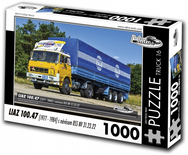 Puzzle retro‑autá truck Liaz 100.47 s návesom BSS NV 31.23.22 (1977–1984) – 1000 dielikov