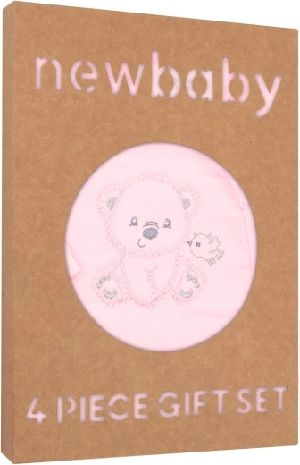 Detská darčeková sada New Baby Sweet Bear, ružová, 4-dielna – Ružová 53584