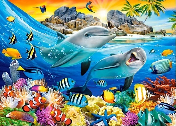 Puzzle 180 dielikov delfíny v trópoch