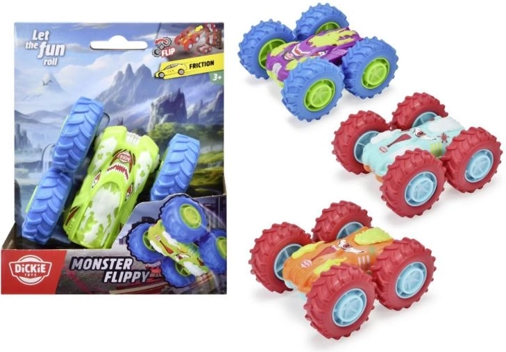 Auto monster flippy na zotrvačník, 10 cm, 4 farby/druhy