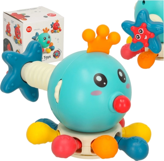 Zmyslová hračka a hryzadlo pre dojčatá chobotnička Bibi-Inn modrá